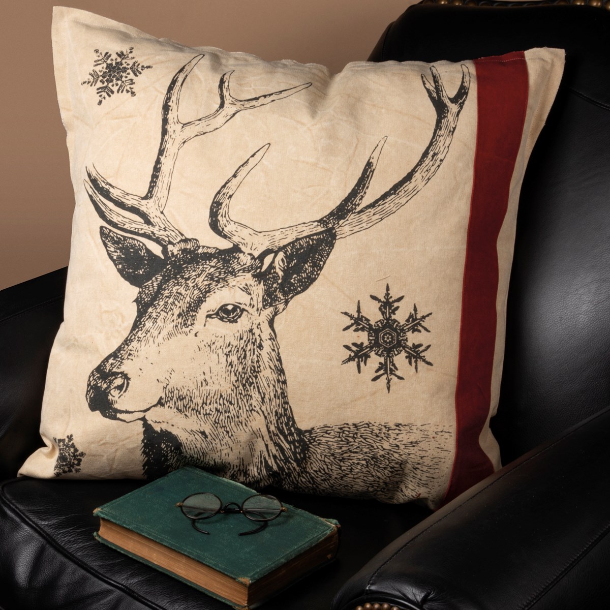 Snowflake Deer Pillow - Canvas, Zipper