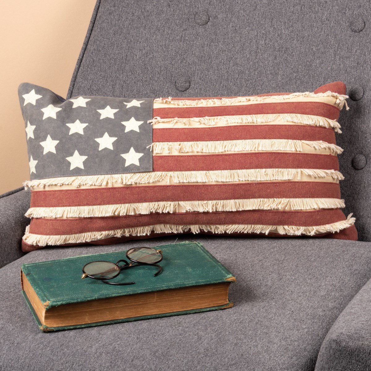 American Flag Pillow - Canvas, Zipper