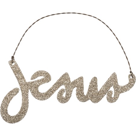 Jesus Ornament - Metal, Wire, Glitter
