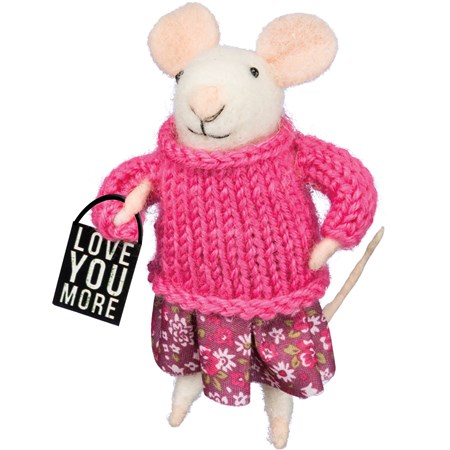 Love You More Mouse Critter - Felt, Polyester, Plastic, Metal