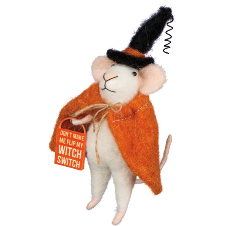 Witch Switch Mouse Critter - Felt, Polyester, Plastic, Metal, Wire