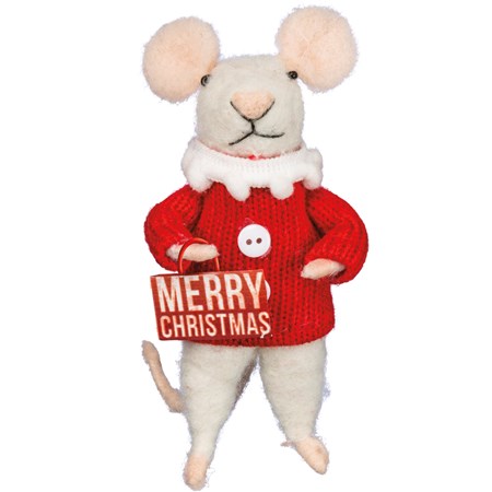 Merry Mouse Critter - Felt, Polyester, Plastic, Metal