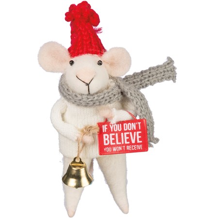 Don't Believe Mouse Critter - Felt, Polyester, Plastic, Metal