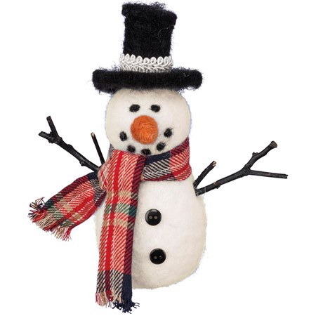 Top Hat Snowman Critter - Felt, Polyester, Plastic, Wood