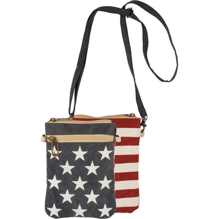 Stars And Stripes Crossbody Bag - Canvas, Leather, Metal