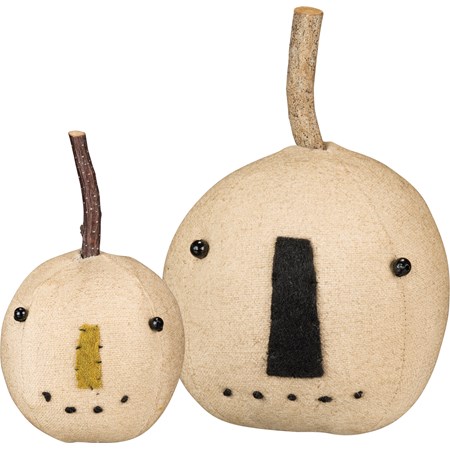 White Pumpkin Head Set - Cotton, Wood, Plastic