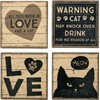 All You Need Is Love And A Cat Coaster Set - Stone, Metal, Cork