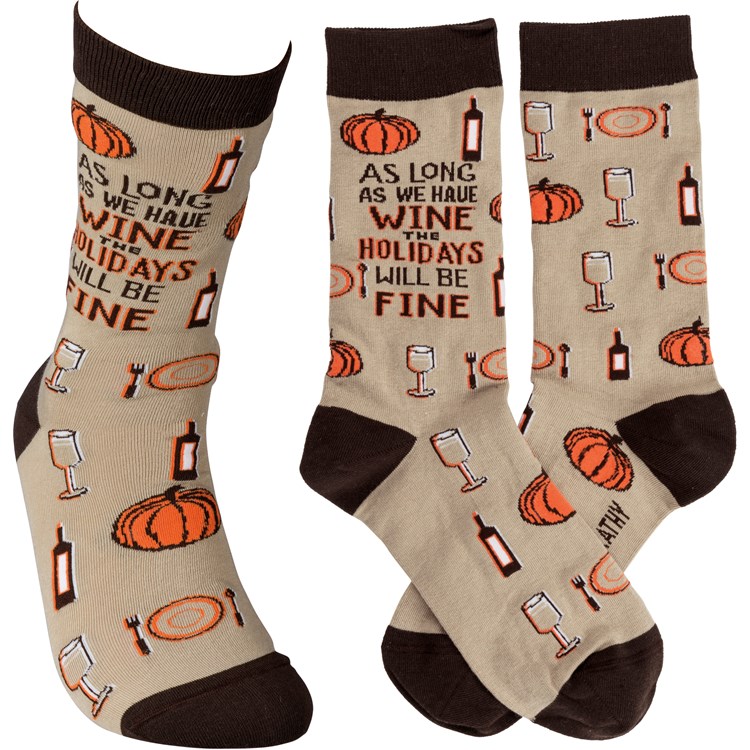 As Long As We Have Wine Holidays Fine Socks - Cotton, Nylon, Spandex