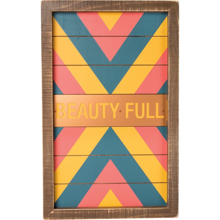 Beauty Inset Slat Box Sign - Wood, Metal