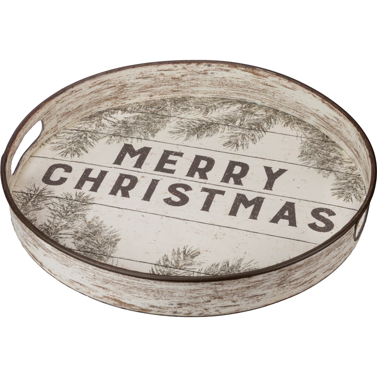 Merry Christmas Rustic Tray - Metal, Paper